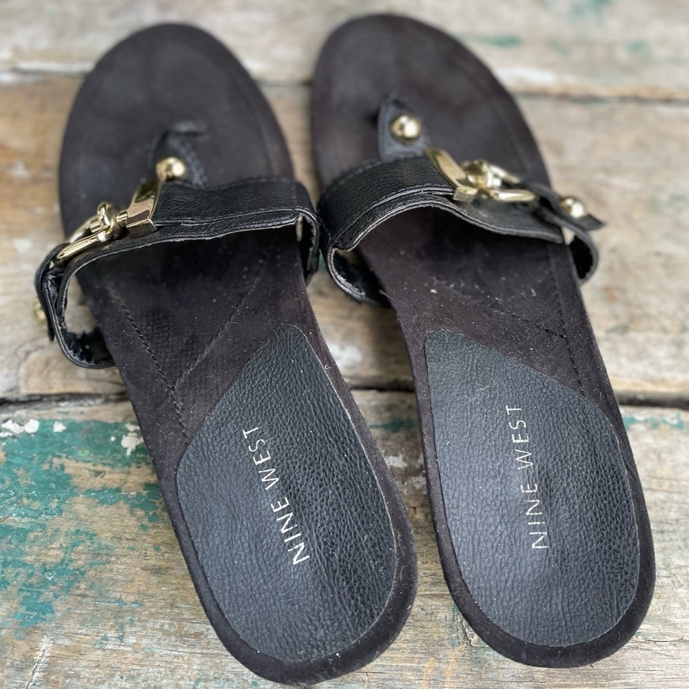 Nine West black leather Davon sandals 7.5 - Picture 5 of 6